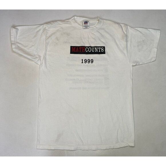 Vintage | Shirts | Vintage Math Counts 999 Graphic Tshirt Menxl White ...